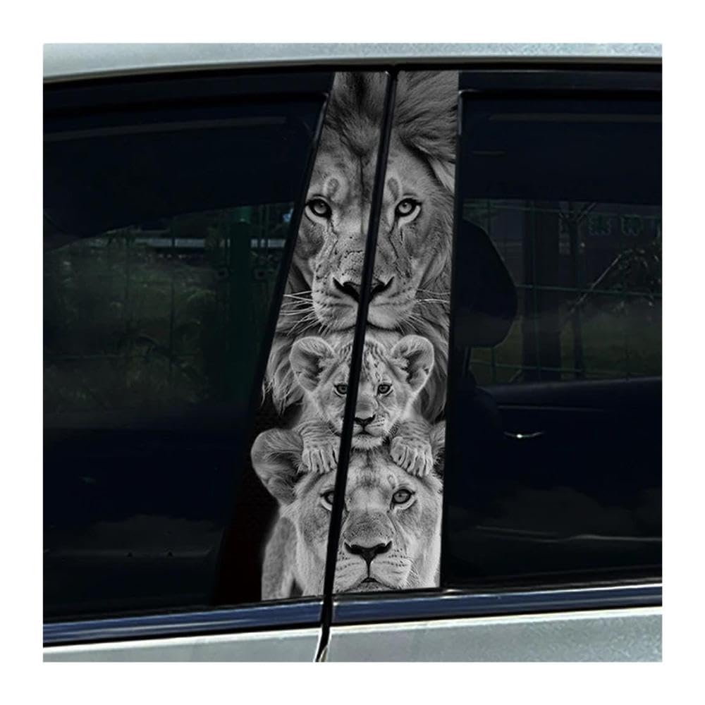 Body Parts 2PCS Car B-Pillar Cover Scratches Waterproof Decals Animal Lion Leopard Tiger Car Stickers DIY(Type A)
