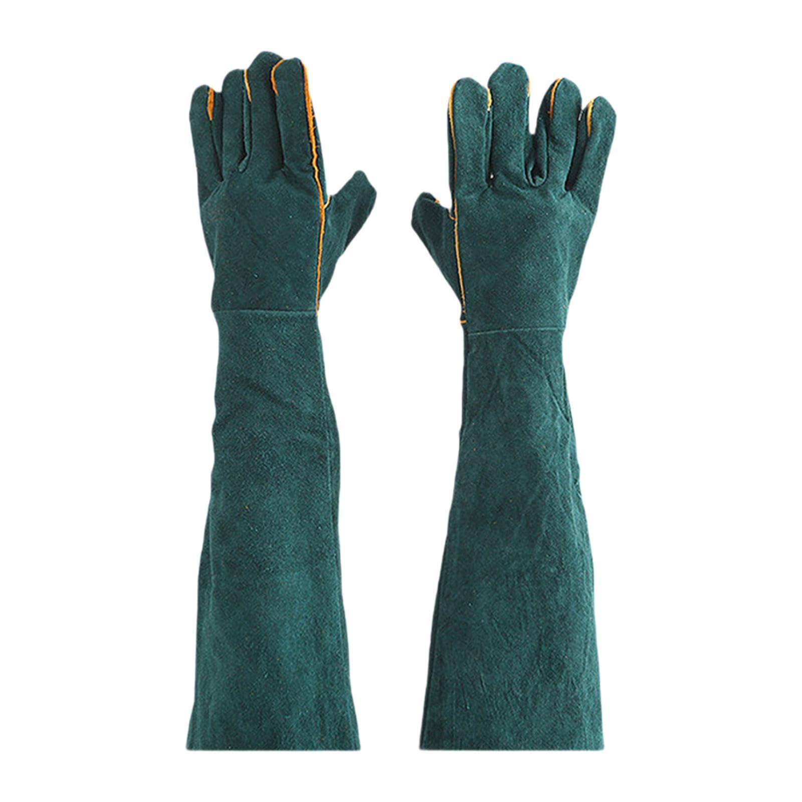 Generic Gants de Soudure Résistants à La Chaleur avec Isolation Avancée et Manches Prolongées Gants de Protection Antidérapants En Faux Cuir Conçus pour Trava, 60cm
