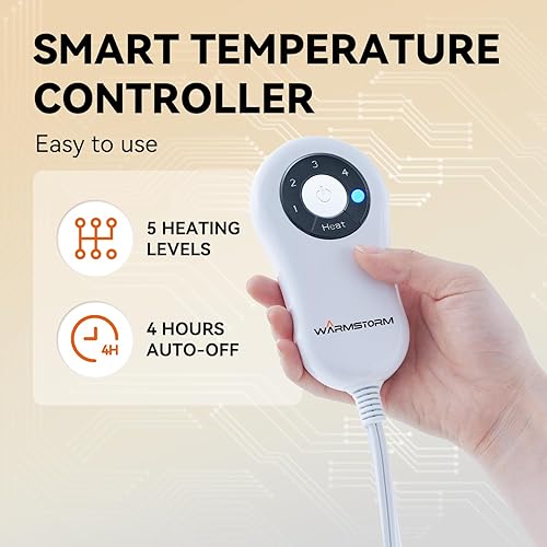 Miniatura 3 de Warm Storm Manta térmica eléctrica, manta eléctrica de sherpa y forro polar, manta de calentamiento rápido con 5 ajustes de calor 4 horas de apagado