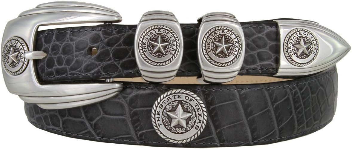 2059 Texas Seal Antique Silver Calfskin Leather Dress Belt