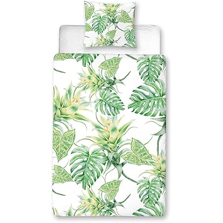 Flamingo Bettwäsche 135x200 2-tlg. | Tropische Wendebettwäsche | Bügelfreie Mikrofaser | Mit Reißverschluss