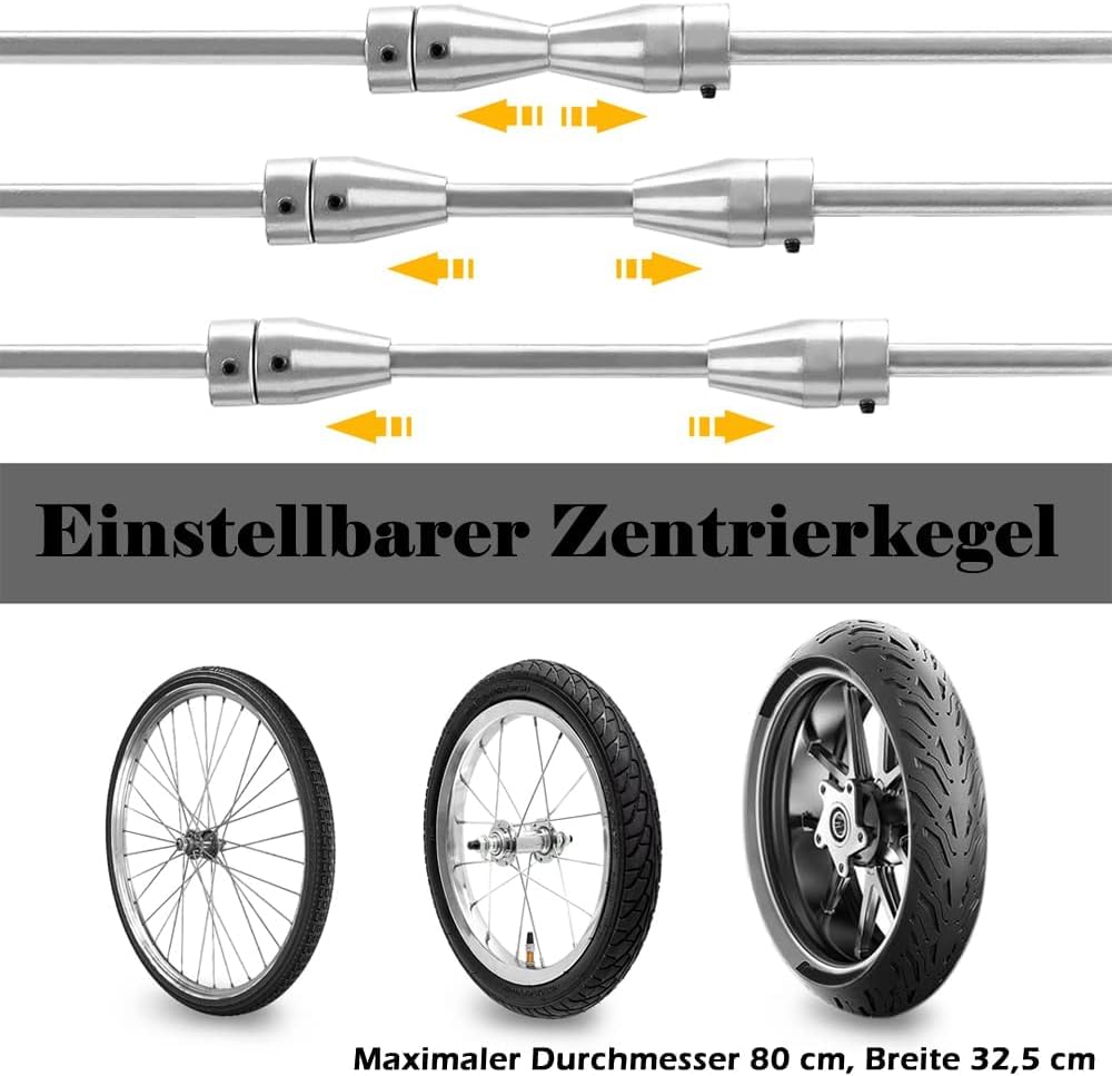 FIVMEN Macchina equilibratrice per pneumatici moto, dispositivo equilibrante per cerchi motociclistici con 4 gambe di supporto e livella ad acqua, macchina equilibratrice per cerchi, equilibratrice