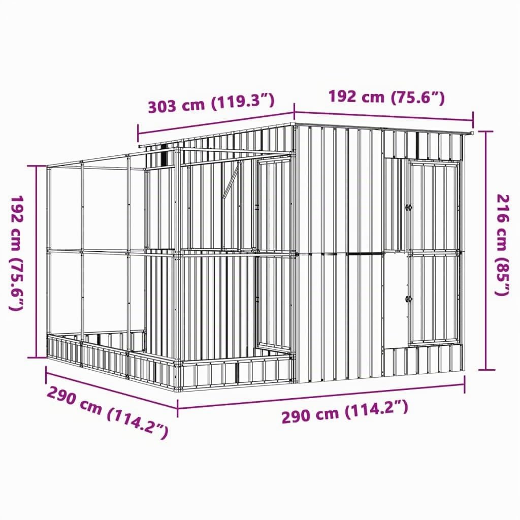 IKAYAA Pajareras Exterior en Jardin con Extensión, Jaula Grande para Pájaros, Casa para Pájaros, Voladera para Pájaros, Voladera de Jardín para Aves Exóticas Gris Antracita 290 x 303 x 216 cm