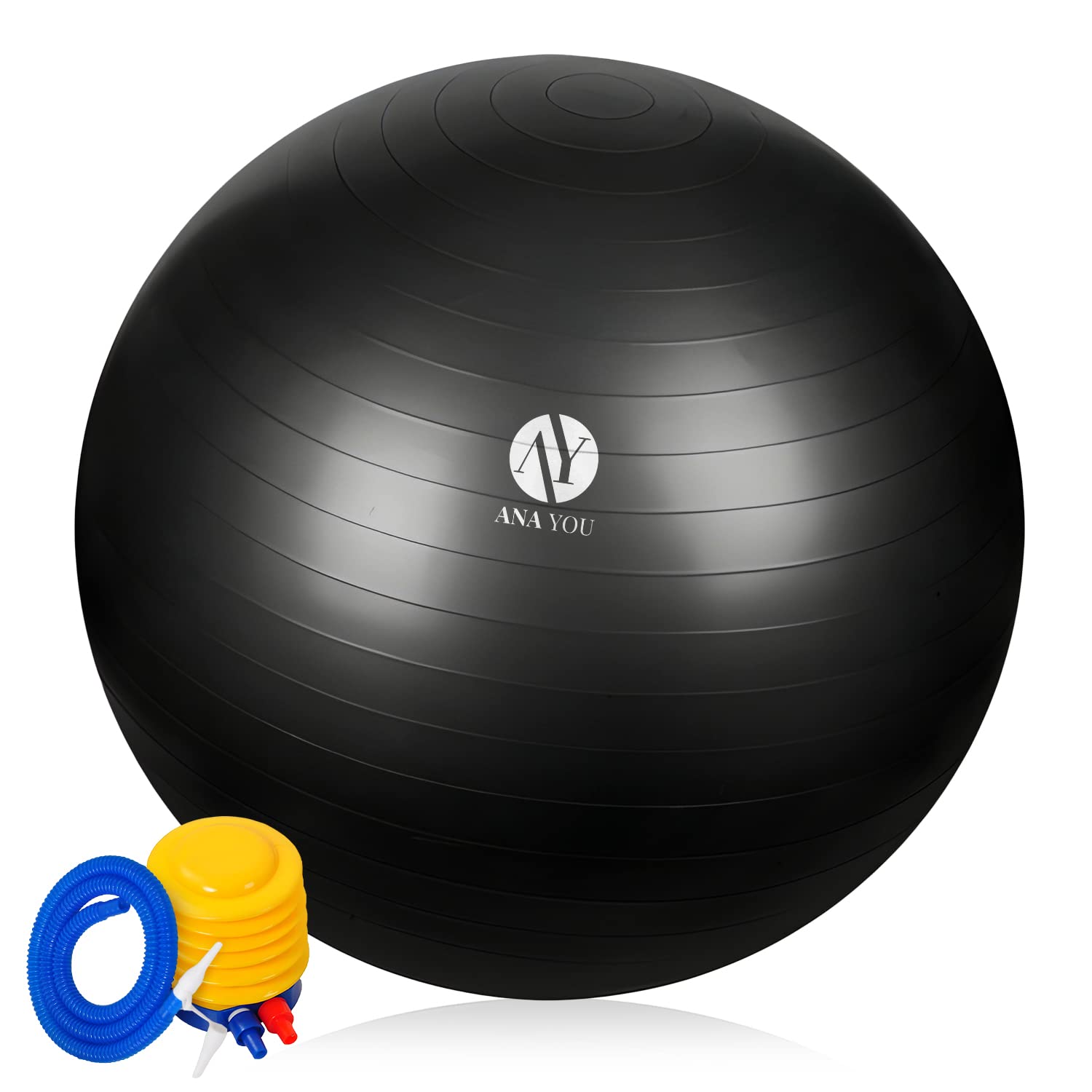 AnaYou Yoga Ball Exercise Ball, 55cm/600g Pilates Ball Stability, Easily Inflated Ball Chair for Workout, Balance, Physical Therapy & Pregnancy, Air Plug, Quick Pump & Color Box Included