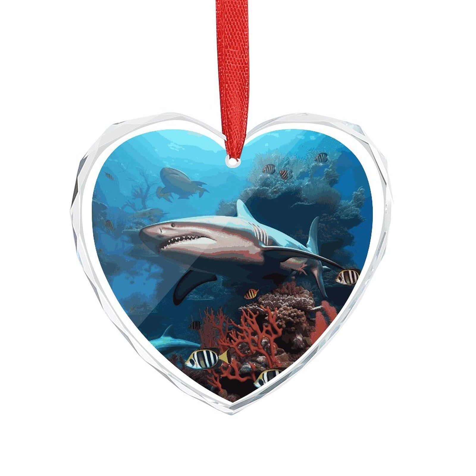 Wsoihfec Style Submarine Shark Coral Engagement Gifts For Couples, Glass Ornaments Just Married Bridal Shower Decor, Heart Keepsake Decor For Bride & Groom
