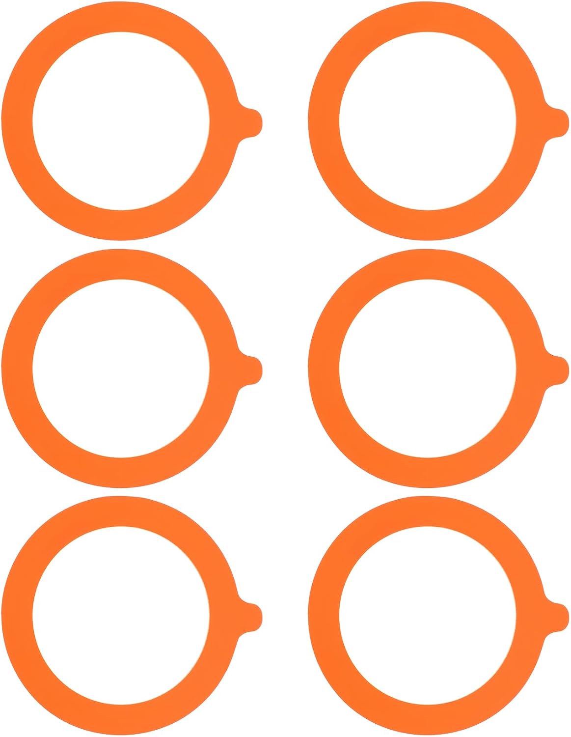 Rubber Seals for Glass Jars, 6 Pcs Rubber Gasket for Glass Jars, Kitchen or Restaurant Preservation (Orange)