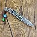 KUBEY Mini Damascus Folding Damascus Steel Blade Natural Shell Handle Pocket Knife