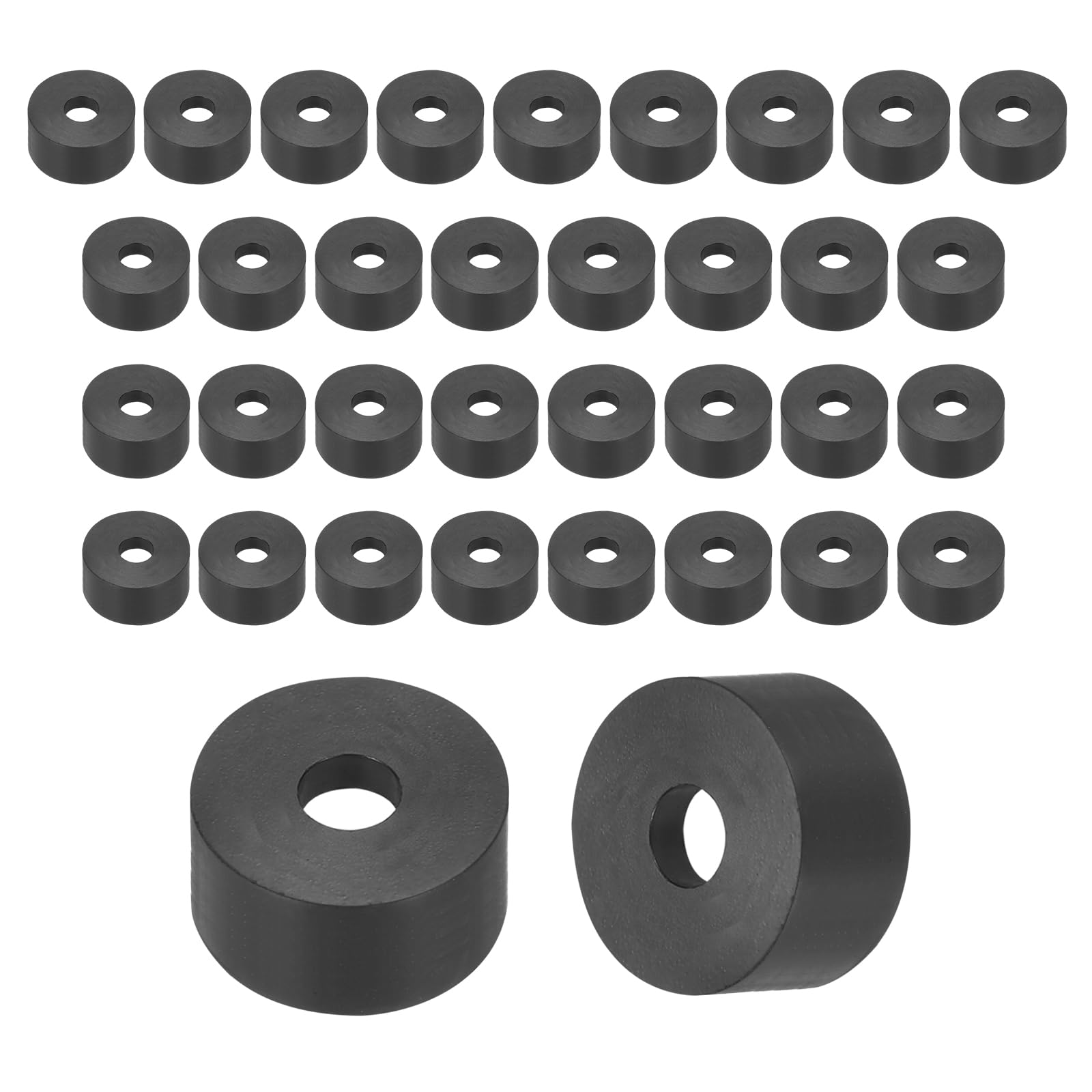 sourcing map 15Pcs Rubber Spacers, 30mm OD, 10mm ID, 7mm Thick Black Round Anti Vibration Rubber Pads Isolation Bushings Washer for Home Cars Boat(1.18" OD x 0.39" ID x 0.28" Thick)