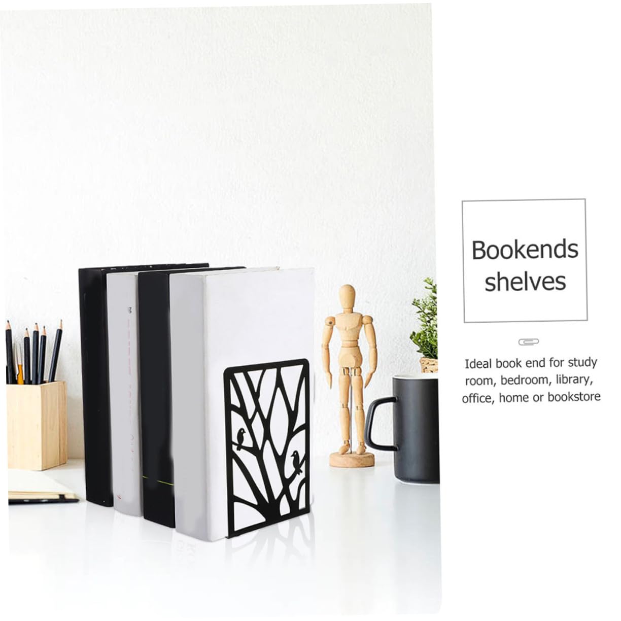 Fermalibri in Ferro per Mensole e Scrivania, 2 Paia, Design L-shaped Moderno e Stabile per Organizzazione Libri