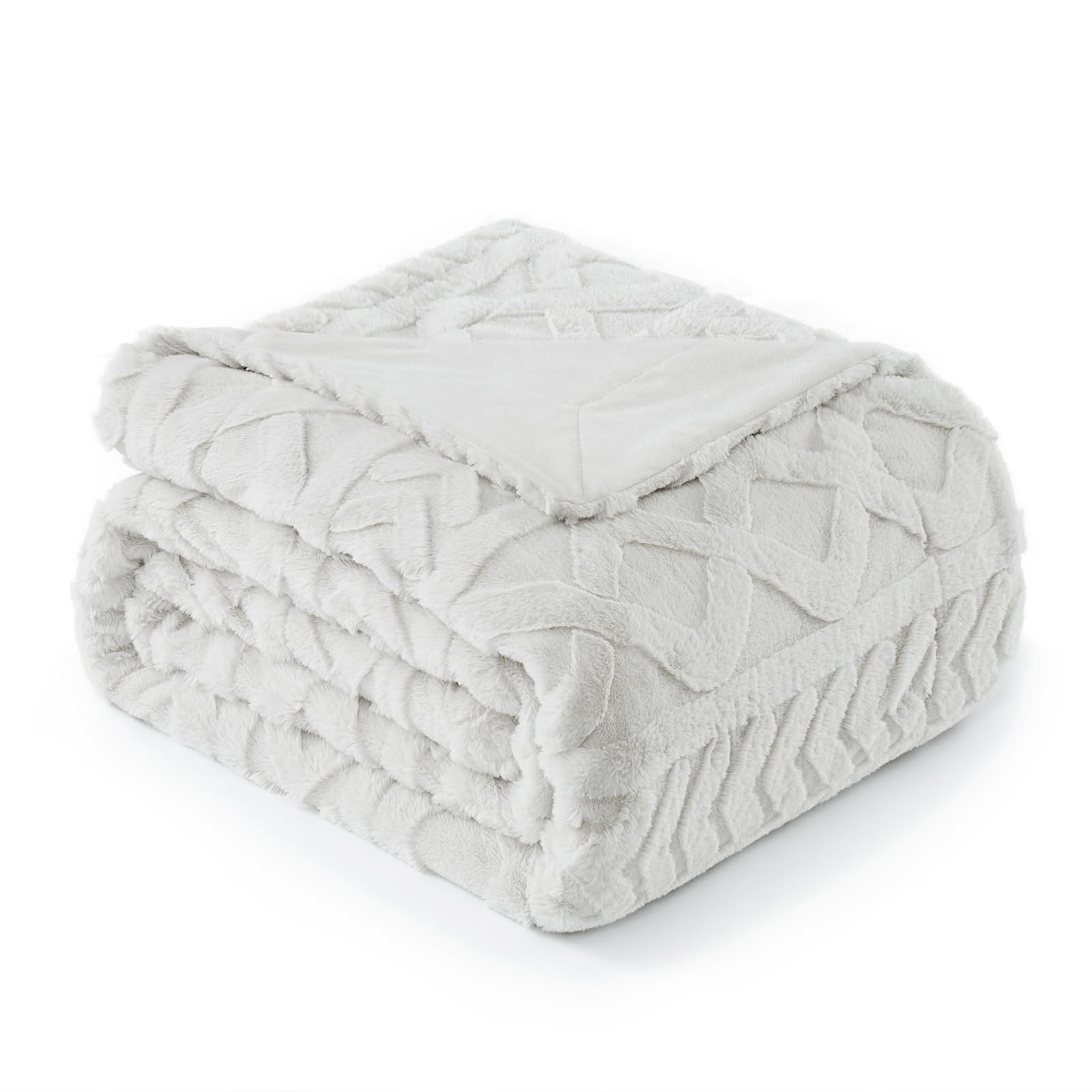 Manta decorativa de piel sintética, de jacquard, mullida, afelpada, suave, gruesa y de verano, para sofá, sala de estar y dormitorio, 50 x 60 pulgadas, color beige 8