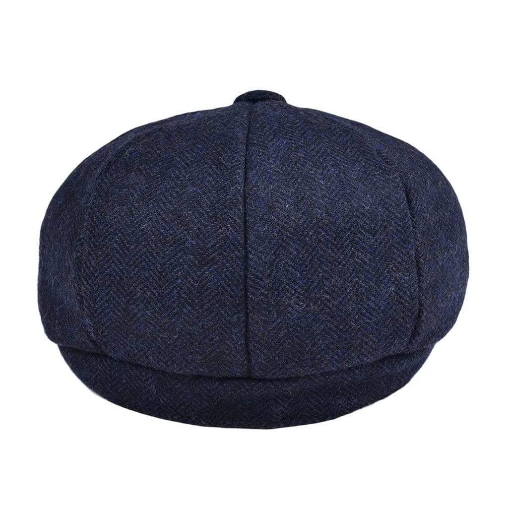 Chłopięce czapki gazeciarz mały rozmiar dziecięcy granatowy wełniany tweedowy płaska czapka maluch dziecięcy beret młodzieżowy (kolor: niebieski, rozmiar: 52 cm)