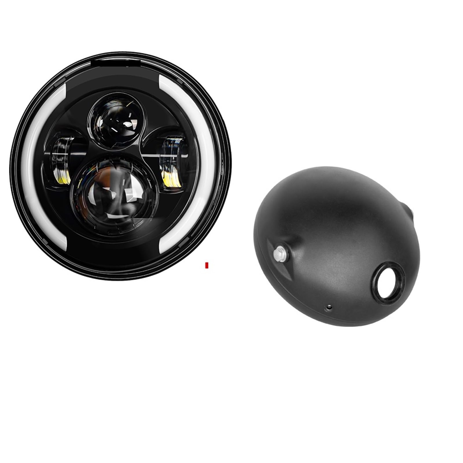 Dirt Bike przednie światła Reflektory motocyklowe 7,5-calowy LED Retro Bucket Zmodyfikowany reflektor motocyklowy Hi/Lo Beam DRL Matowa czarna obudowa reflektora ze wspornikiem