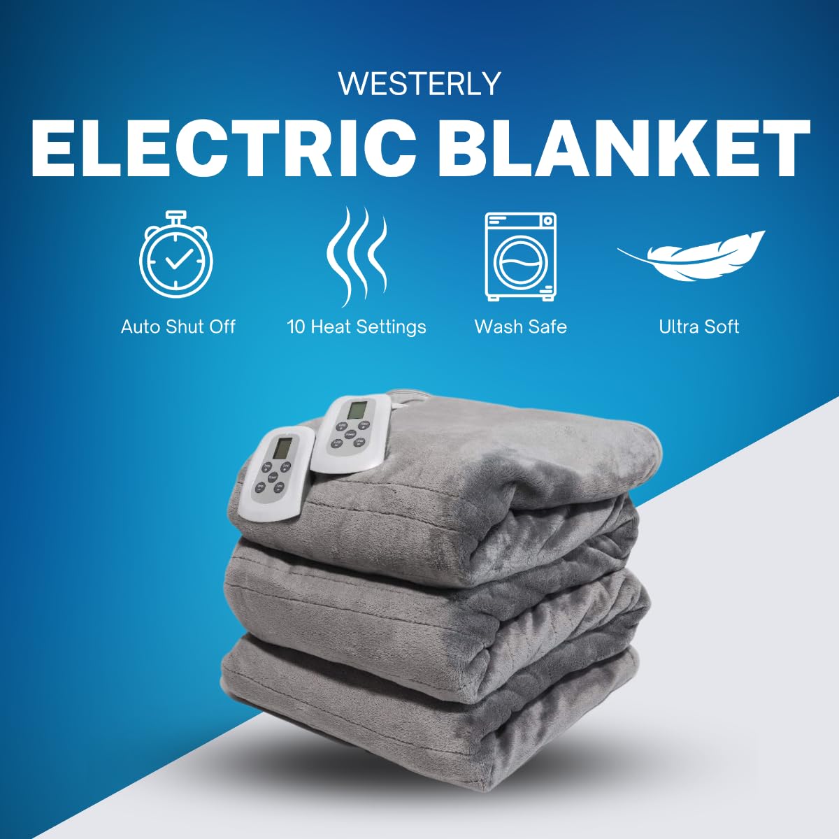 Amazon.com: Westerly King Size Electric Heated Blanket with Dual  Controllers, Navy : Home u0026 Kitchen