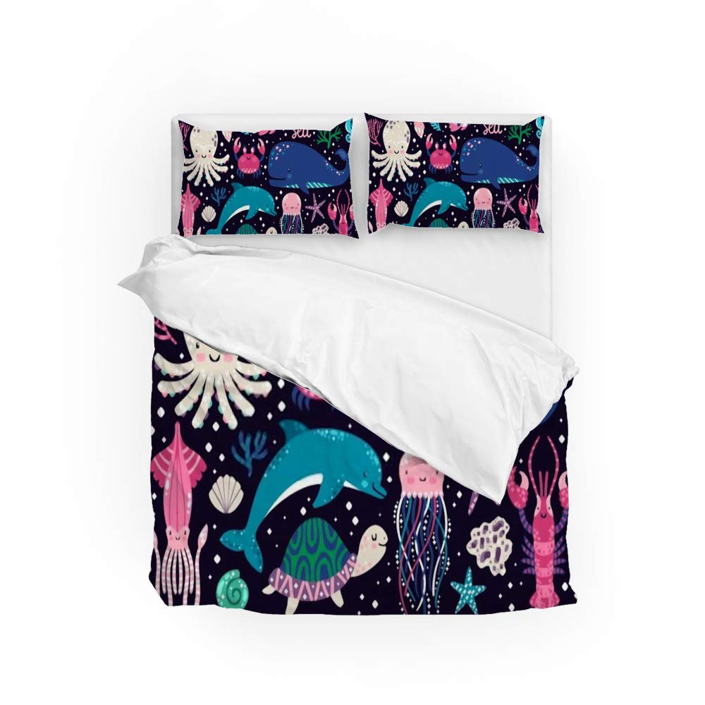 Housse de couette poulpe et tortue Long Twin pour literie infroissable