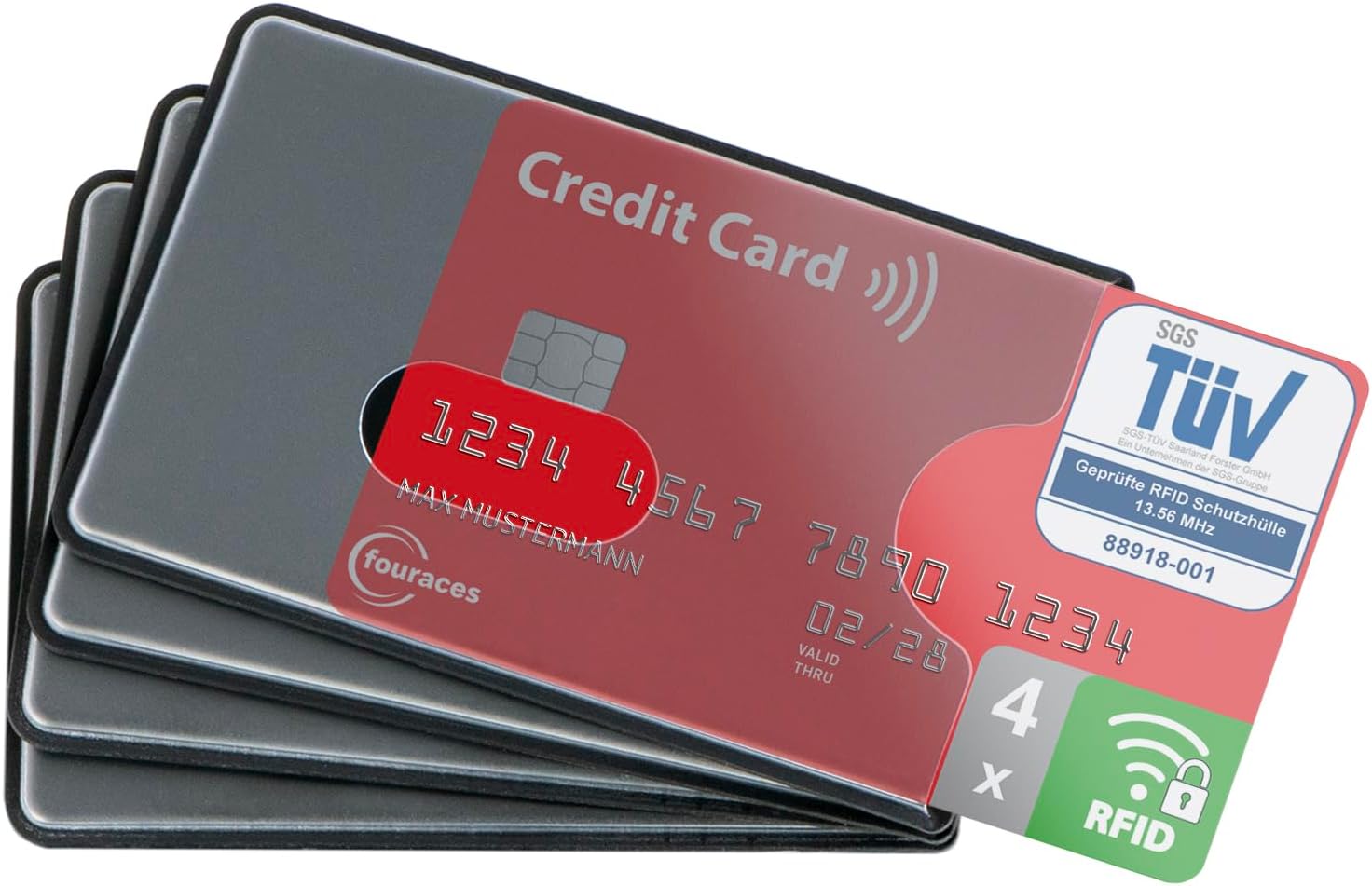 ouraces 4x etui ochronne z blokadą RFID – zabezpieczenie przed kradzieżą danych – etui ochronne NFC – etui na karty kredytowe i debetowe, etui z twardego plastiku na karty bankowe