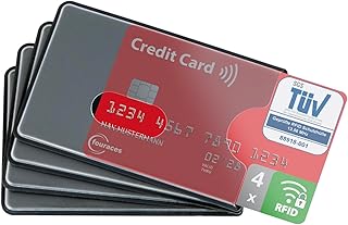 4X TÜV geprüfte RFID Blocker Schutzhülle - Sicherheit gegen Datenklau - NFC Schutzhüllen - Kartenhülle für Kreditkarten und EC Karten, Hülle aus Hartplastik für Bankkarten