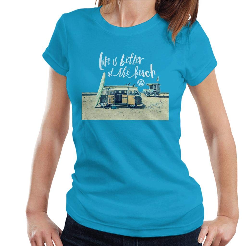 Volkswagen Life is Better by The Beach Camper Women's T-Shirt Sapphire