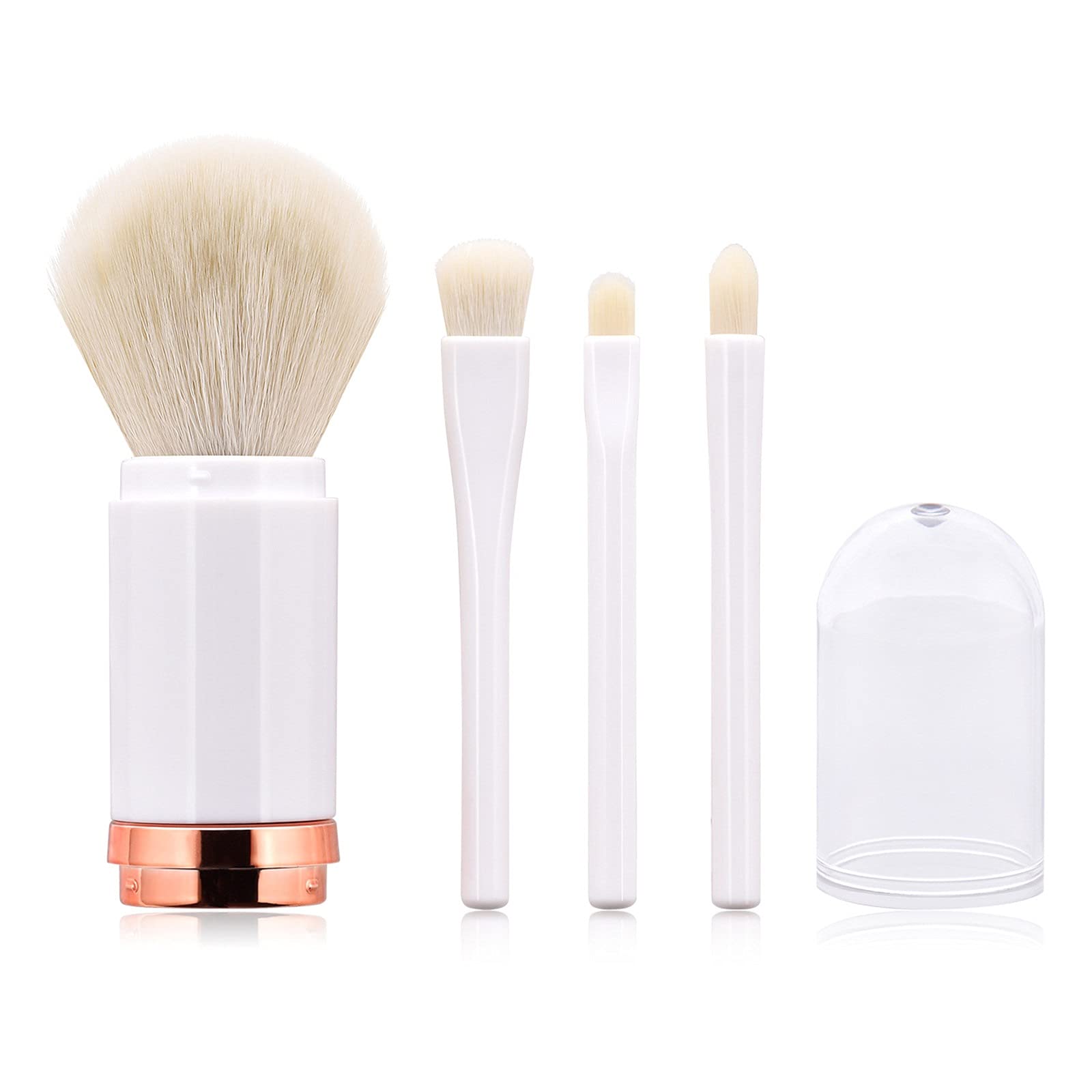 Paquete 4 en 1 de brochas de maquillaje sintéticas de primera calidad, brochas para polvos cosméticos, brochas para mezclar sombras de ojos, kit portátil de brochas de maquillaje de ojos con estuche t