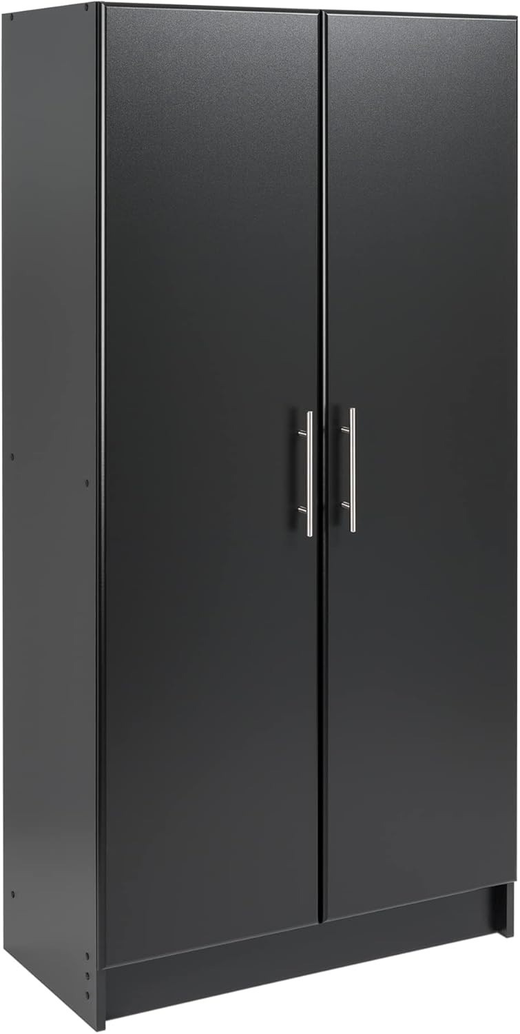 Sleek Black Living Room Cabinet with Adjustable Shelving