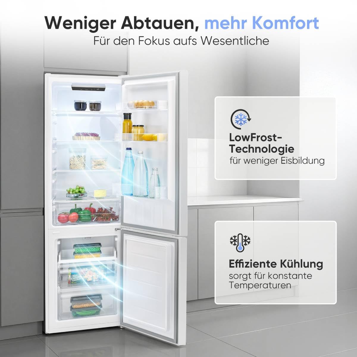 Bomann KG 7369 Kühlschrank mit Gefrierfach Energieklasse C 176cm LowFrost weiß