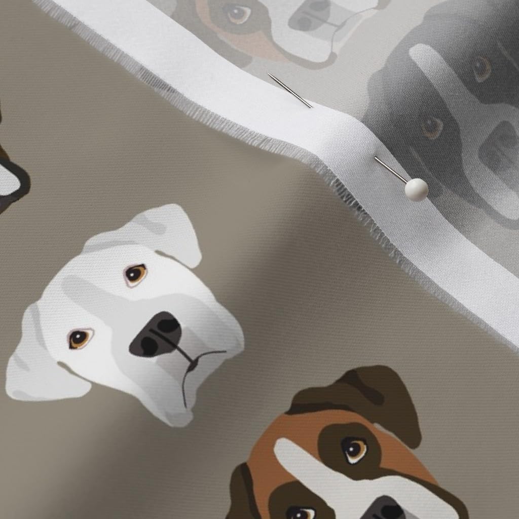 Spoonflower Fabric - Boxer Dog Dogs Heads Medium Brown Boxers Head Pet Portrait Printed on Organic Cotton Sateen Fabric by The Yard - Sewing Quilting Apparel Home Decor