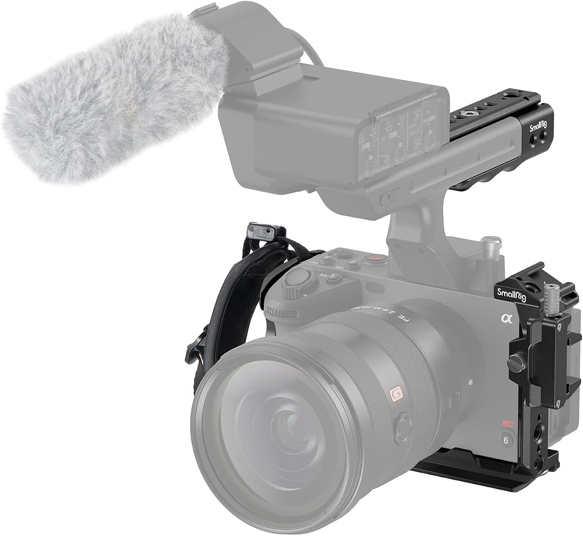 Handheld Cage Kit for Sony FX30 FX3 with XLR Handle Extension Rig | with Wrist Strap and Clamp for HDMI Cable