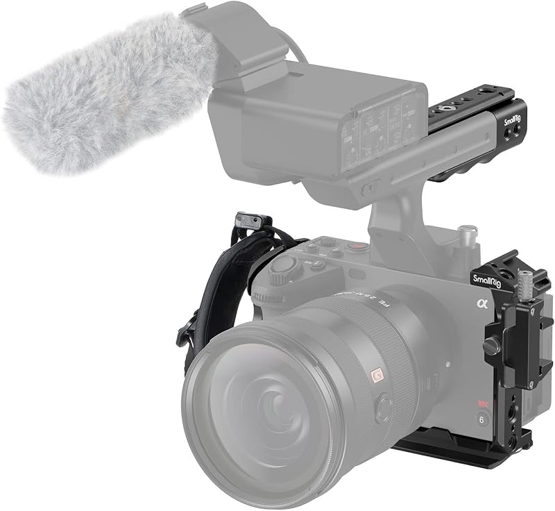 Handheld Cage Kit for Sony FX30 FX3 with XLR Handle Extension Rig | with Wrist Strap and Clamp for HDMI Cable