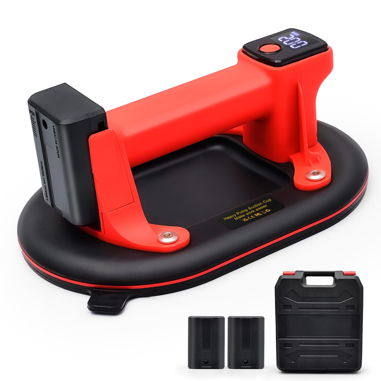 Produktbild von Akku-Vakuum-Saugheber Elektrisch – 90 Kg Tragkraft, LCD-Display, Automatische Nachsaugung, Für Glas, Fliesen, Marmor