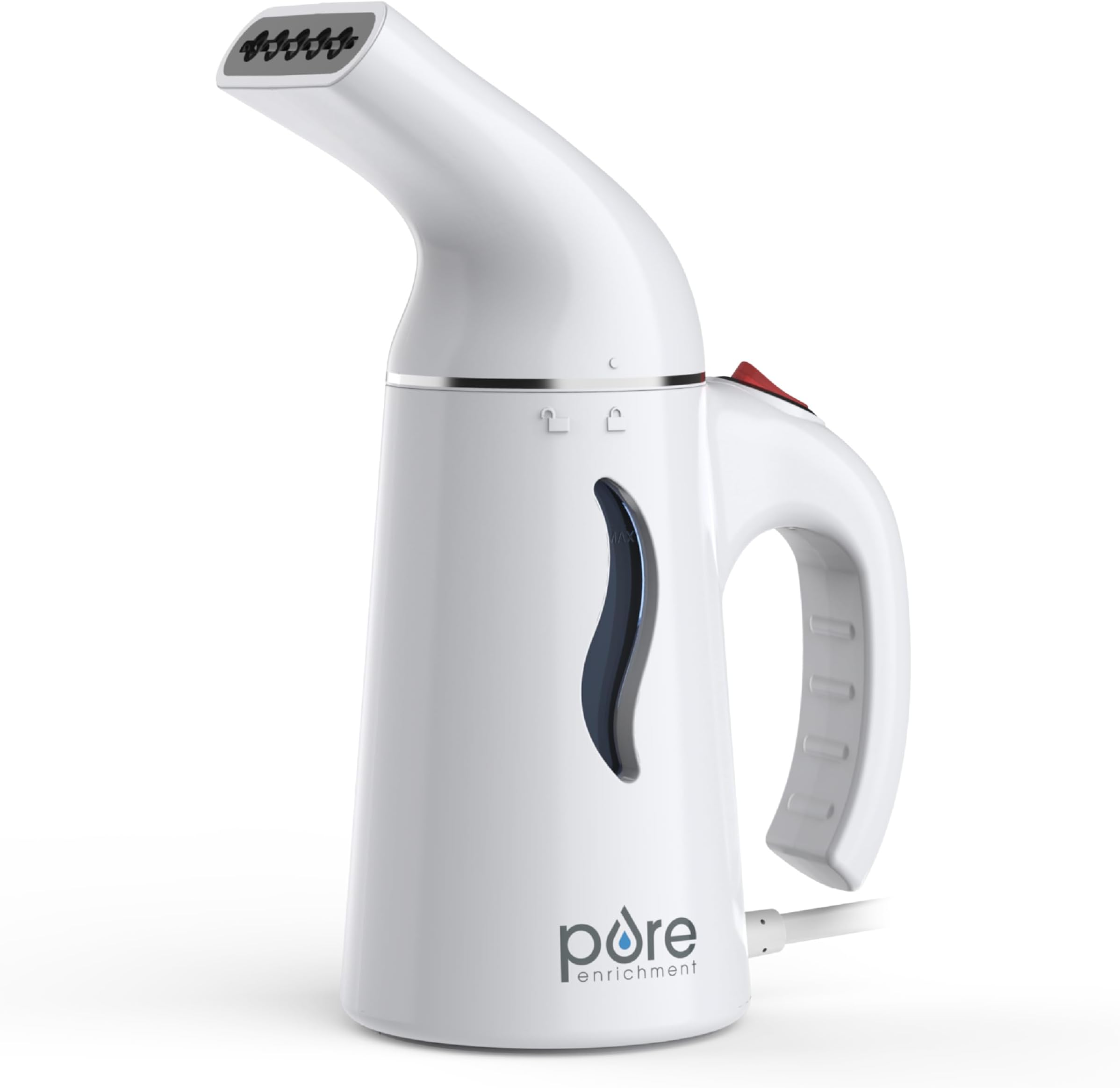 Pure Enrichment PureSteam Portable Fabric Steamer - Handheld Travel Garment Steamer Removes Wrinkles & is Safe on All Fabrics - Fast-Heating, Lightweight, Auto Safety Shut-Off, & Long Cord (White)