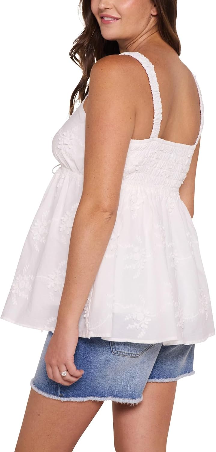 Motherhood Maternity Women's Sleeveless Scrunch Strap Woven Cami Tank Pregnancy Top