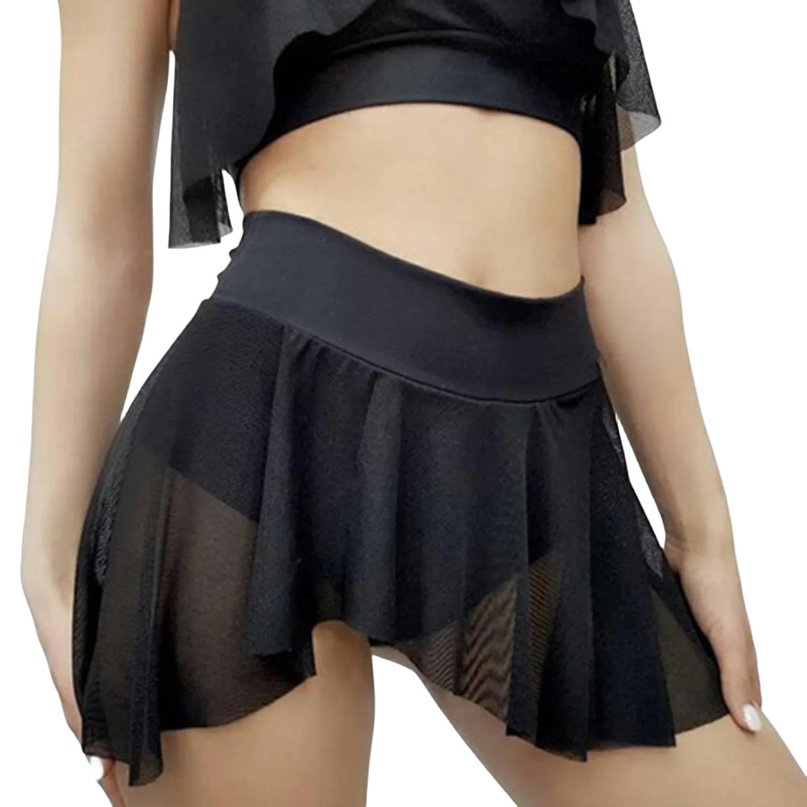 Skort spódnica do biegania szorty damskie marszczona spódnica do tańca szorty wysoka talia siatka patchworkowa oddychająca fitness krótka spódnica