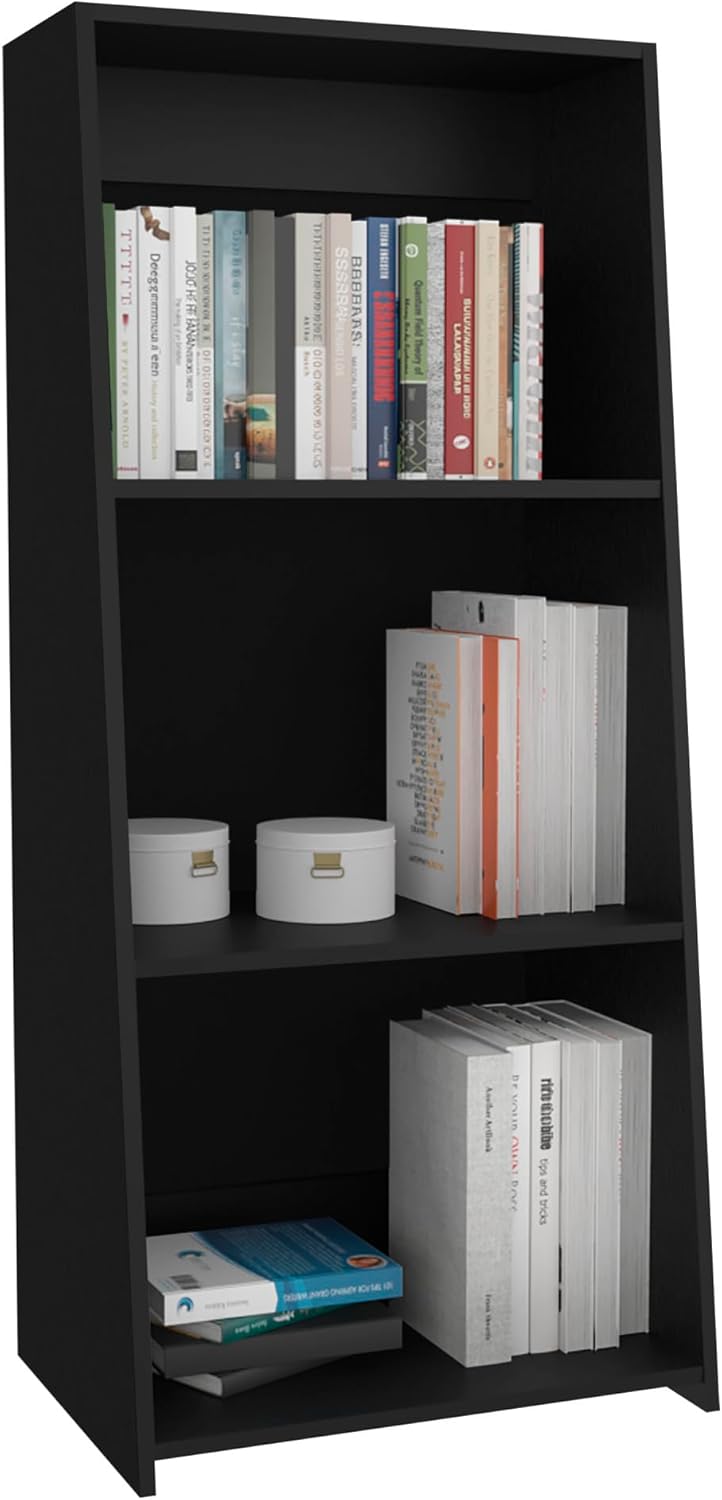 47" Tall Three-Tier Ladder Bookcase Black
