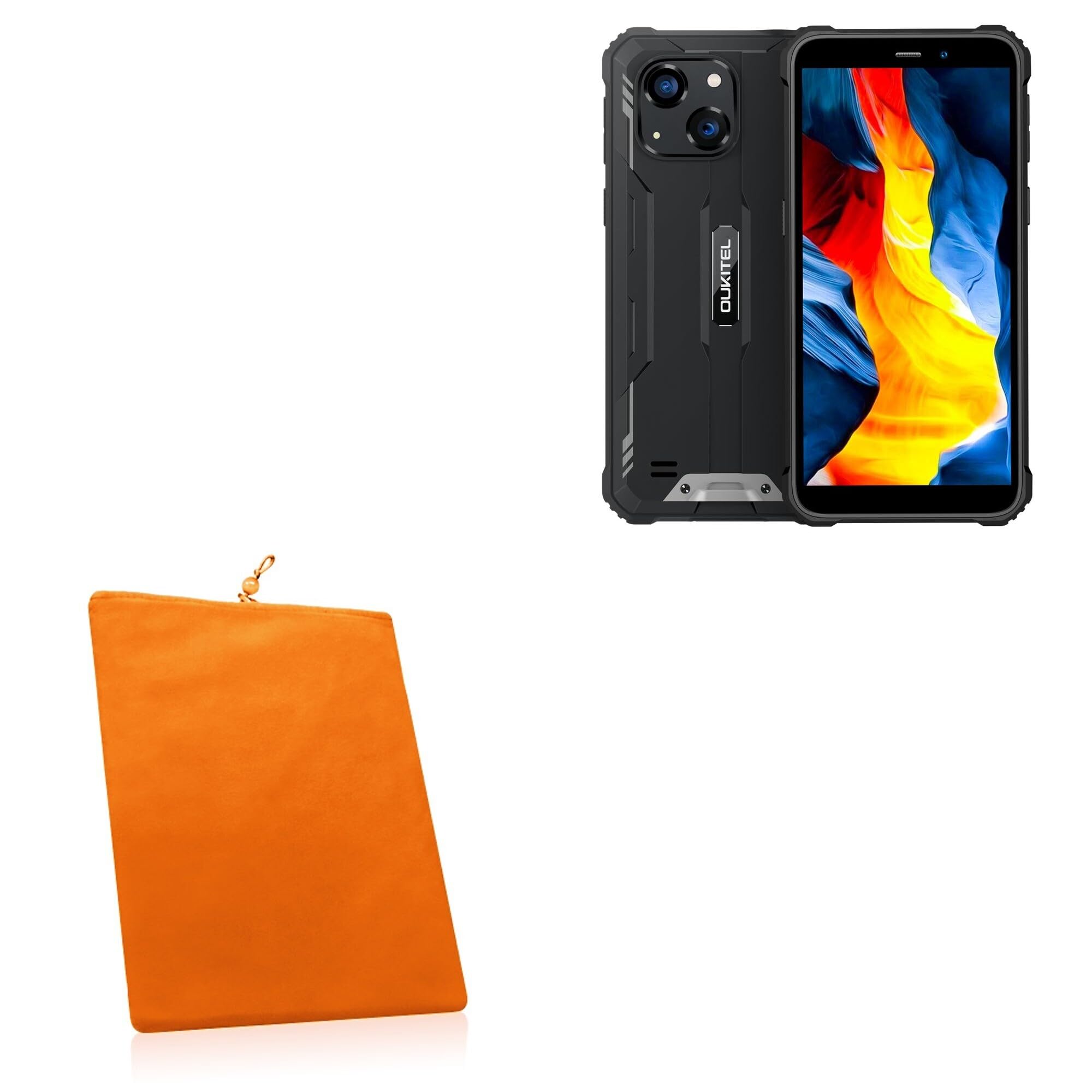 BoxWave Case Compatible with Oukitel WP32 - Velvet Pouch, Soft Velour Fabric Bag Sleeve with Drawstring - Bold Orange