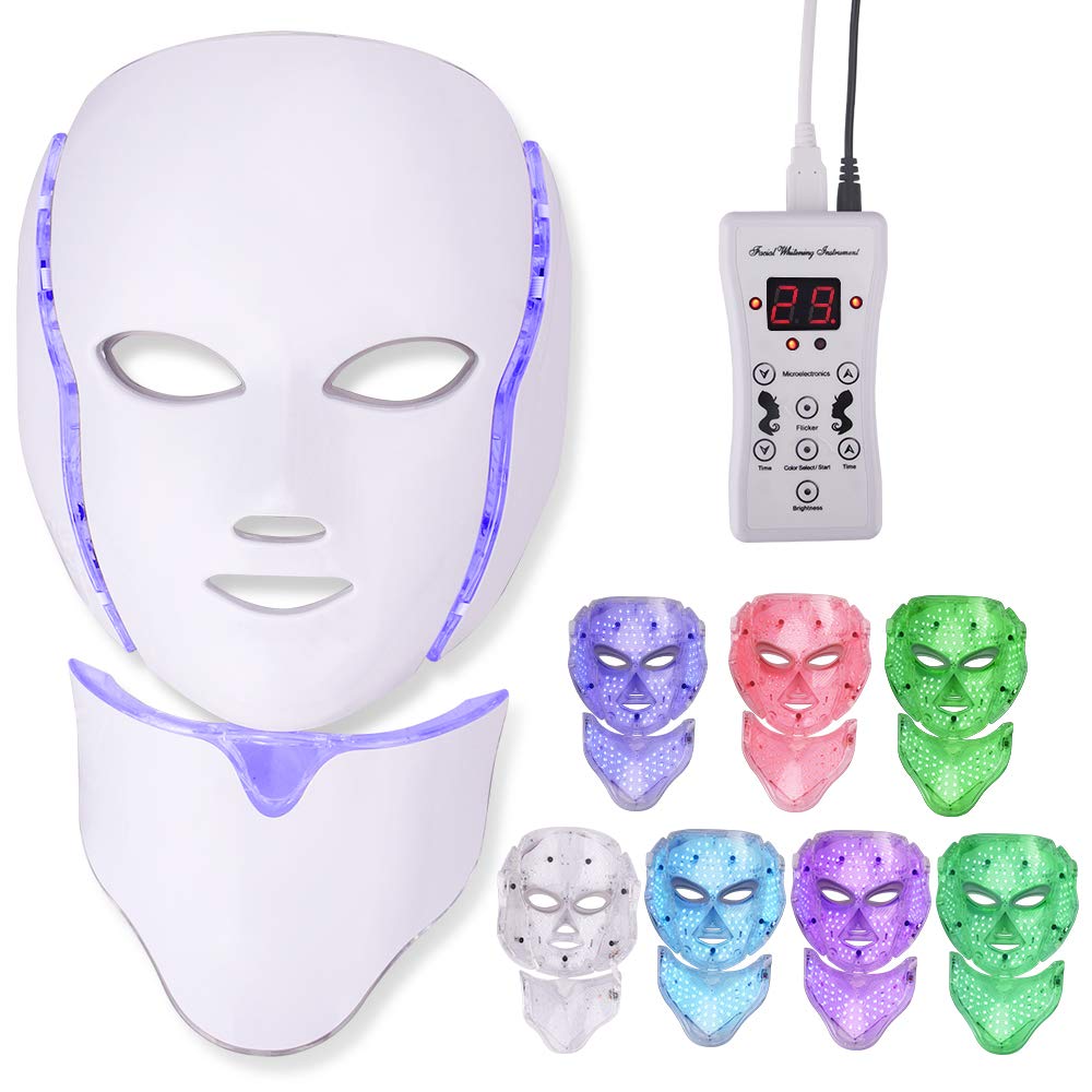 LED Gesichtsmaske, 7 Farben führten GesichtsLichttherapieMaske mit