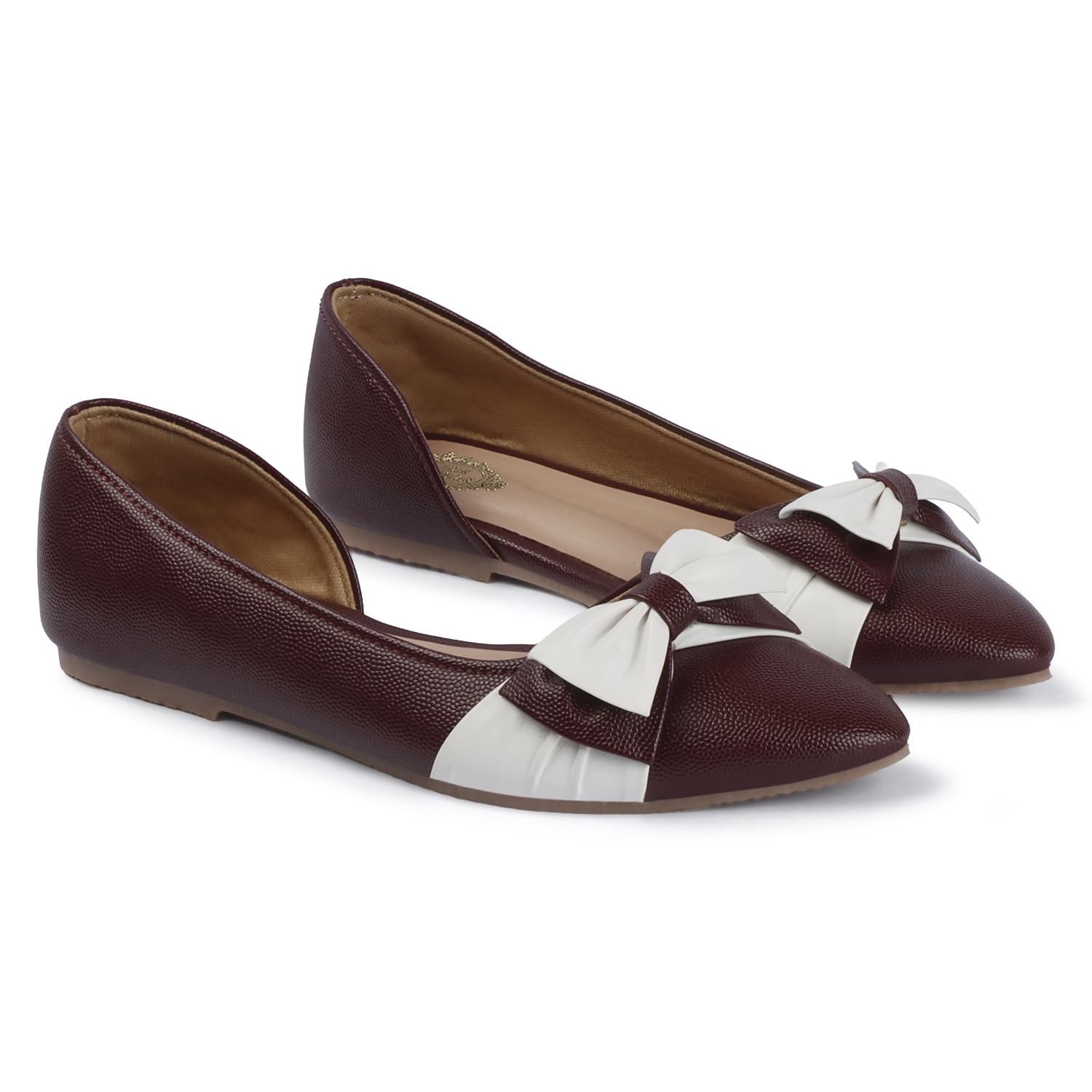 Women's Ballet Flats Textured Slip-On Bellies with Bow Flat Bellies Shoes for Women and Girls Elegant, Comfortable & Stylish for Everyday Wear-image-22