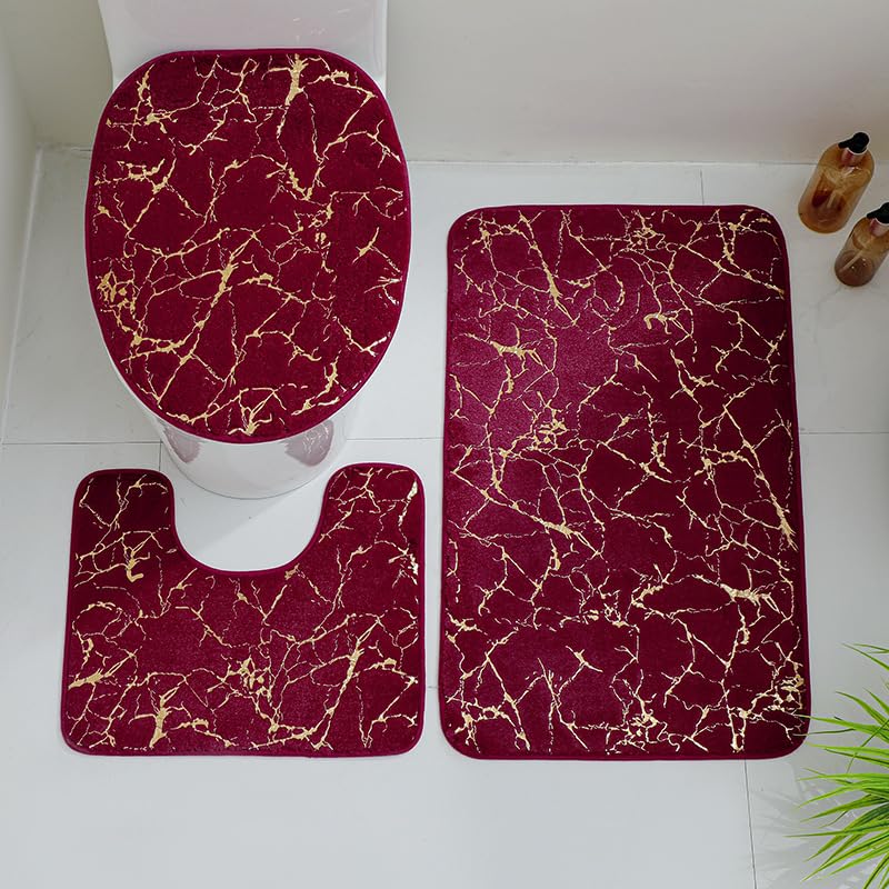 Tapis de toilette absorbant lot de 2 ensembles motif or foncé S18