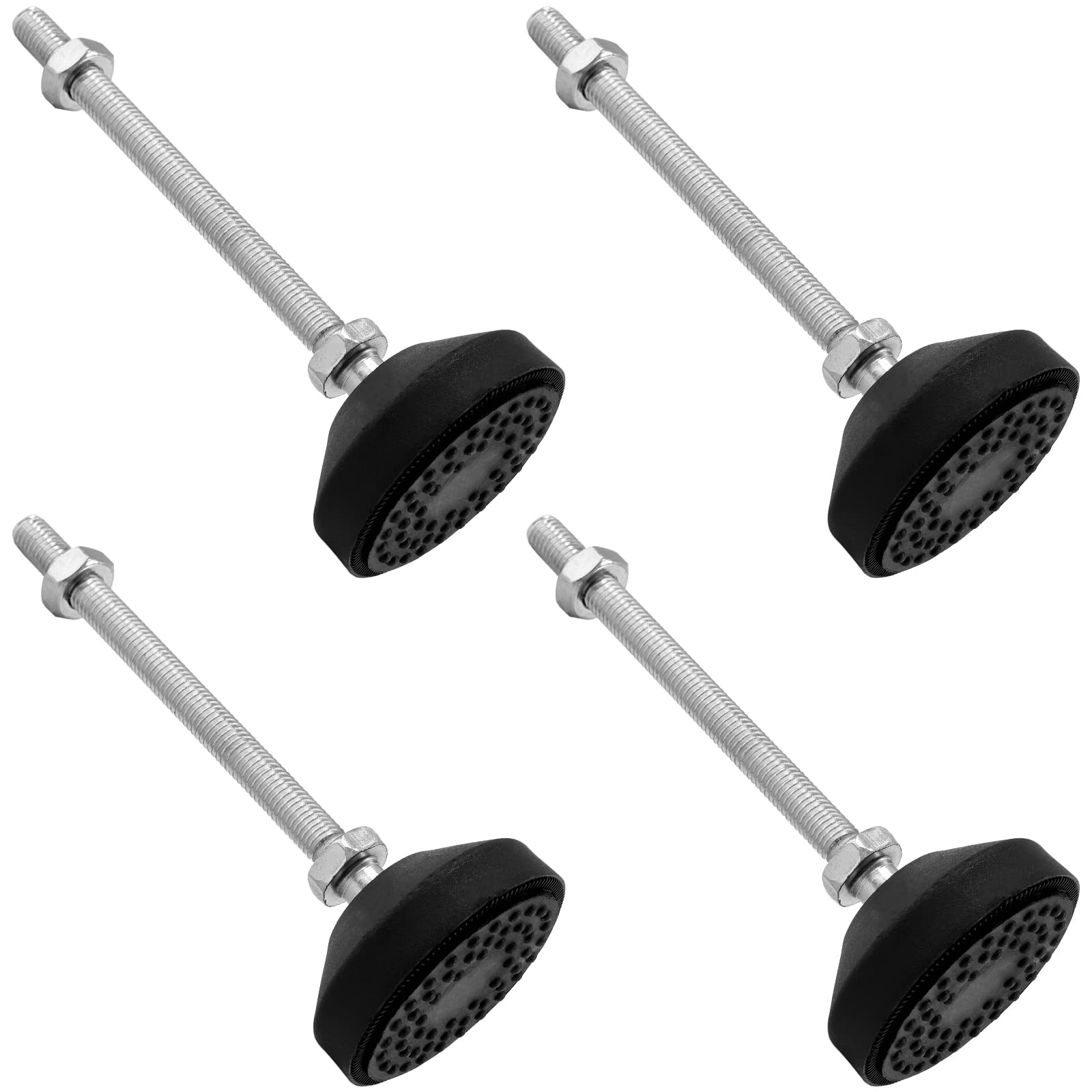Bonsicoky 4 Pcs M8 Metal Adjustable Leveling Feet Heavy Duty, Swivel Furniture Glides Leveler for Table Desk Shelf Chair, Black, 5.1" x 1.9"/ 130mm x