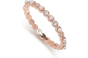 Rose Gold Stackable Rings for Women: Minimalist Tiny Pearl Ring for a Delicate Cute Look
