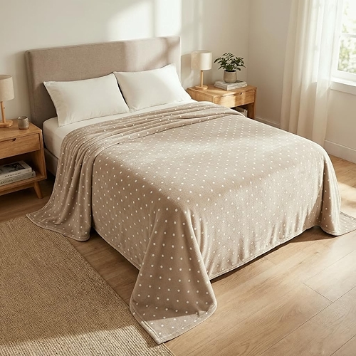 Manta Cobertor Casal Poá Microfibra Antialérgico Extra Macio Casa Dona (1, Bege)