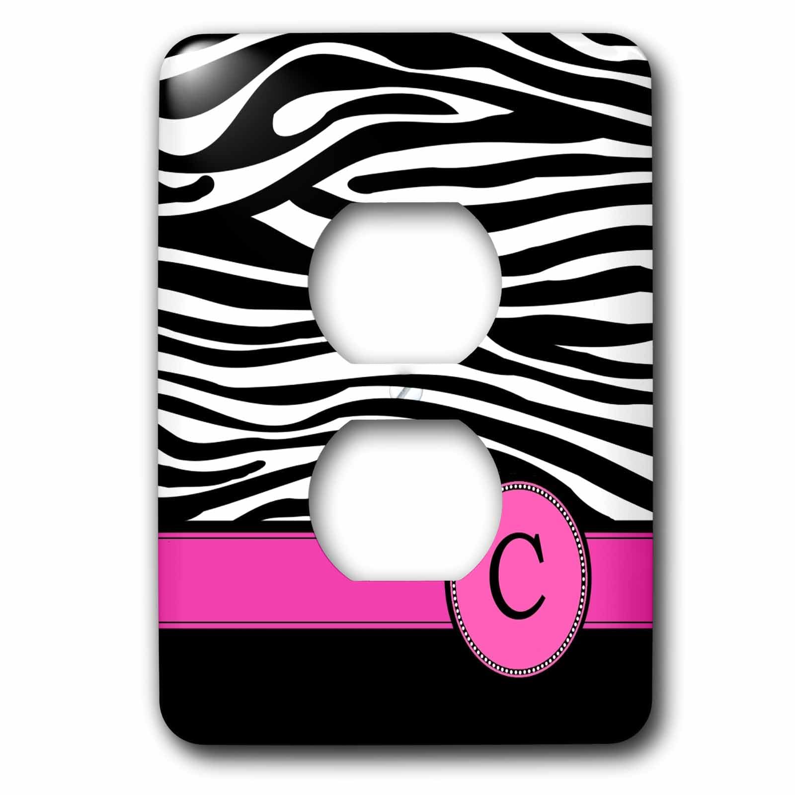 Zèbre noir et blanc monogrammé C pour remplacer vos plaques de prise jaunies ou ternes