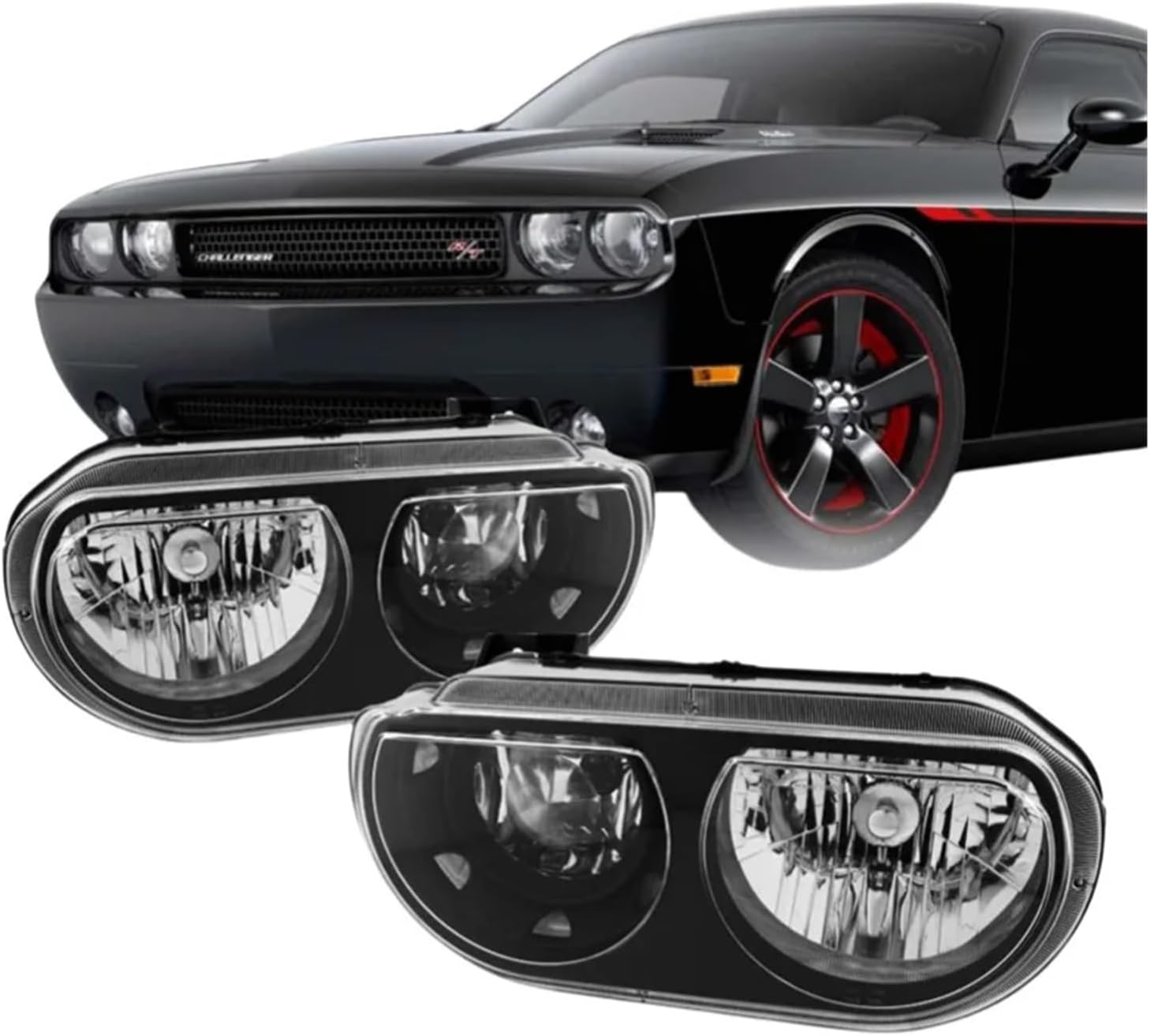 Automobile Lighting Accessories Replace The Outer Cover of The Headlight Head Light Compatible With Dodge Challenger 2008-2014 Without Lamp