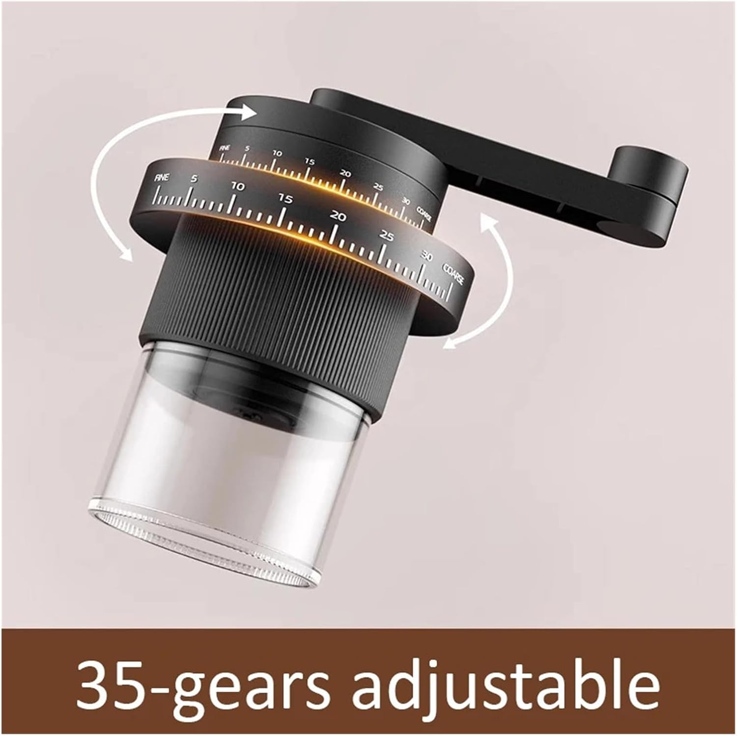 Manual Coffee Grinder External 35-Gears Adjustable Bean Coffee Grinder Ceramic Grinding Core Coffee Maker for Home(Black)