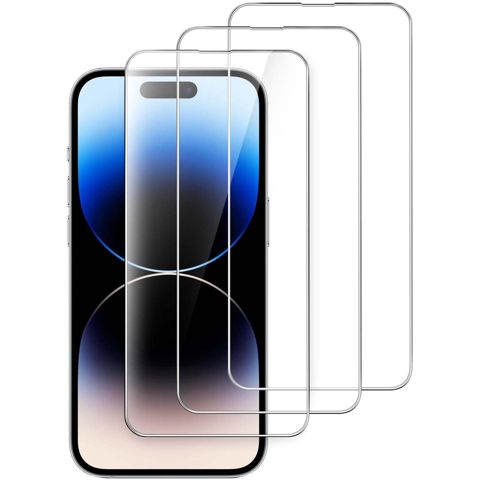 JEDirect iPhone 14ProMax 6.7 inch (14 Pro Max) Full Protection Film 9H Tempered Glass Film Case No Interference HD Clear 3 Pack