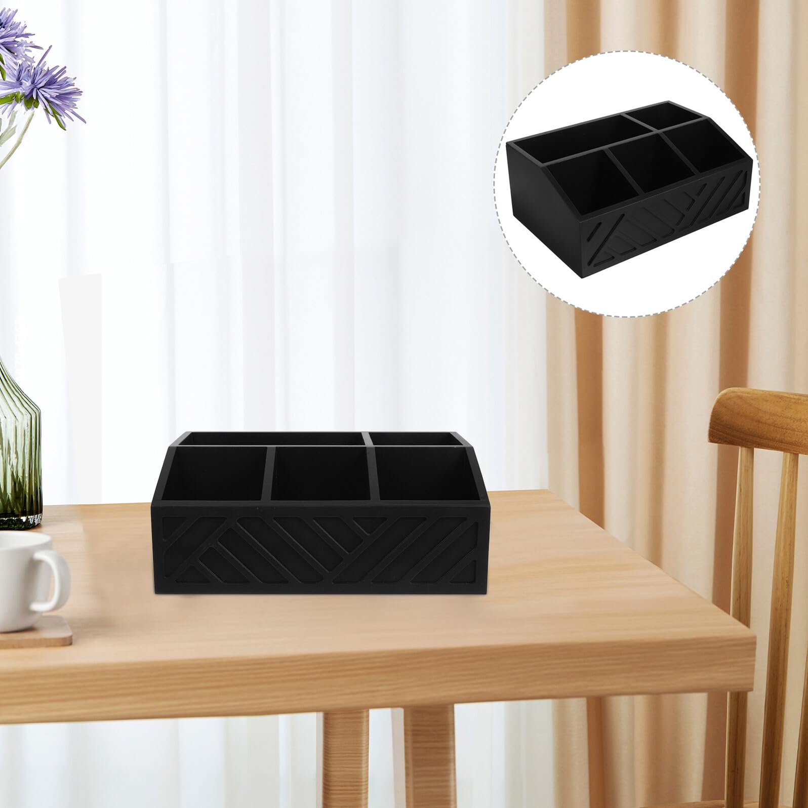 Gadpiparty Organizador De Barra De Café Caja De Madera Compartimentada Soporte para Bolsitas De Té Sobremesa Hogar Cocina Almacenamiento Compacta