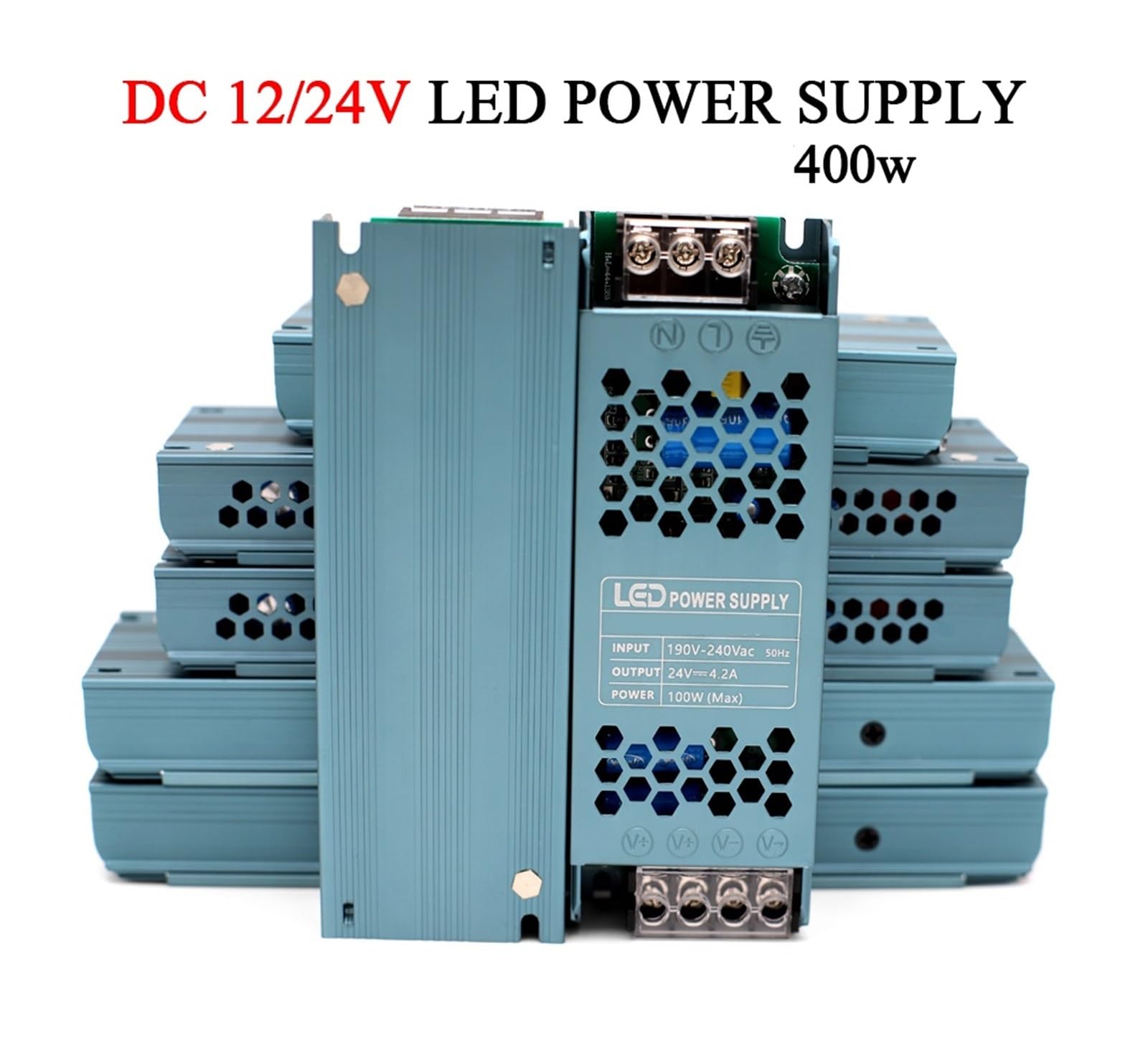 Fuente de alimentación conmutada DC 12V 24V, transformadores de iluminación silenciosos AC190-, adaptador de corriente del controlador de luz LED de 400W(24V)