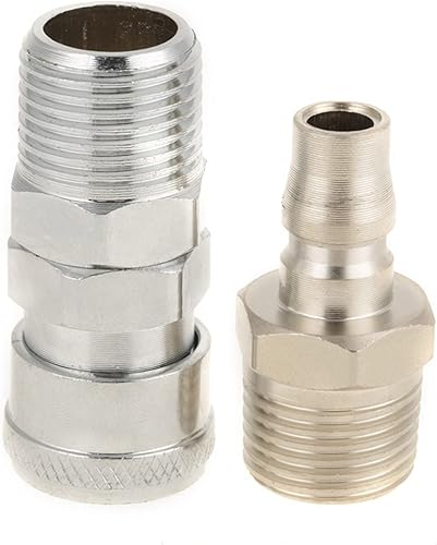 Miniatura 9 de Kit de acoplador y enchufe de aire BSP de 1/2 pulgada, 8 piezas de conexión rápida de manguera de aire, accesorios de manguera de compresor de aire