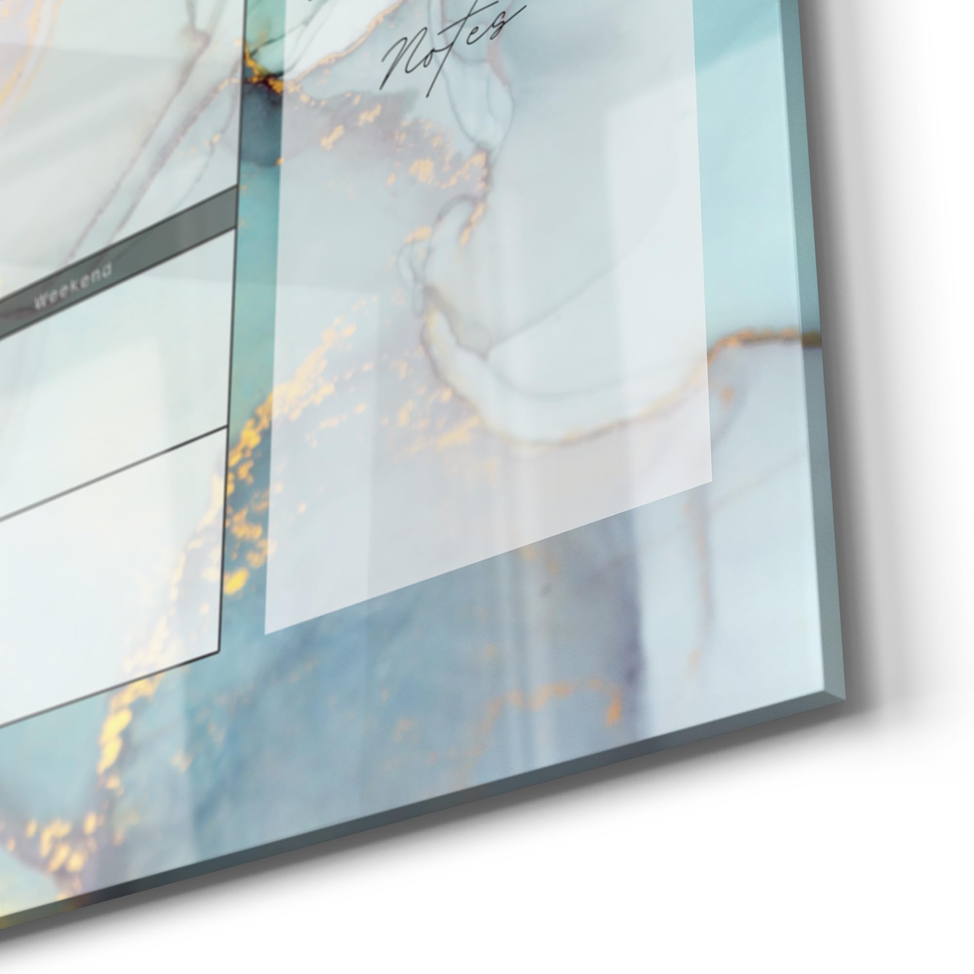 DEQORI Lavagna magnetica in vetro | 90 x 60 cm | motivo "Agenda settimanale menta (EN)" | Lavagna magnetica con magneti, penna e panno per cucina e ufficio, lavagna magnetica e scrivibile