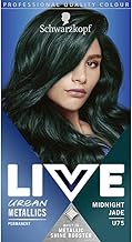 Schwarzkopf LIVE Urban Metallics Vibrant, Long Lasting, Permanent Green Hair Dye, Infused with Coconut Oil for Shiny Hair - Midnight Jade U75