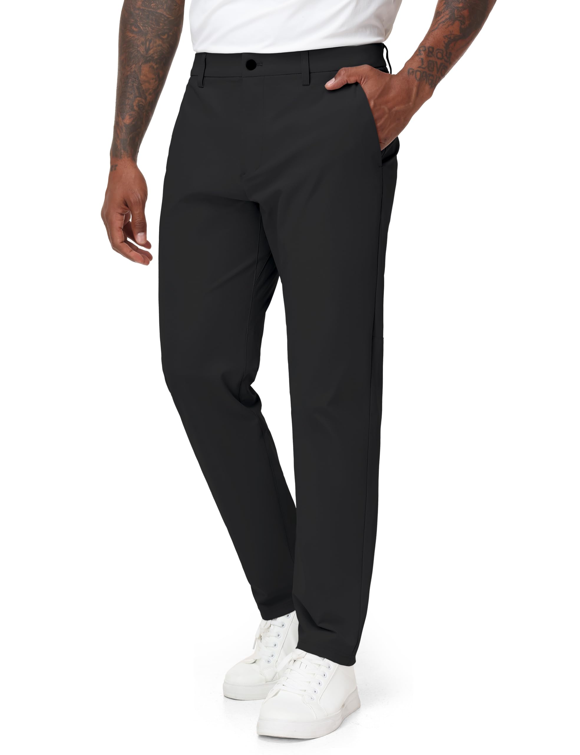 THE GYM PEOPLE Mens Golf Dress Pants Comfy Lightweight Casual Pants 30 32 Travel Work Trousers with Pockets