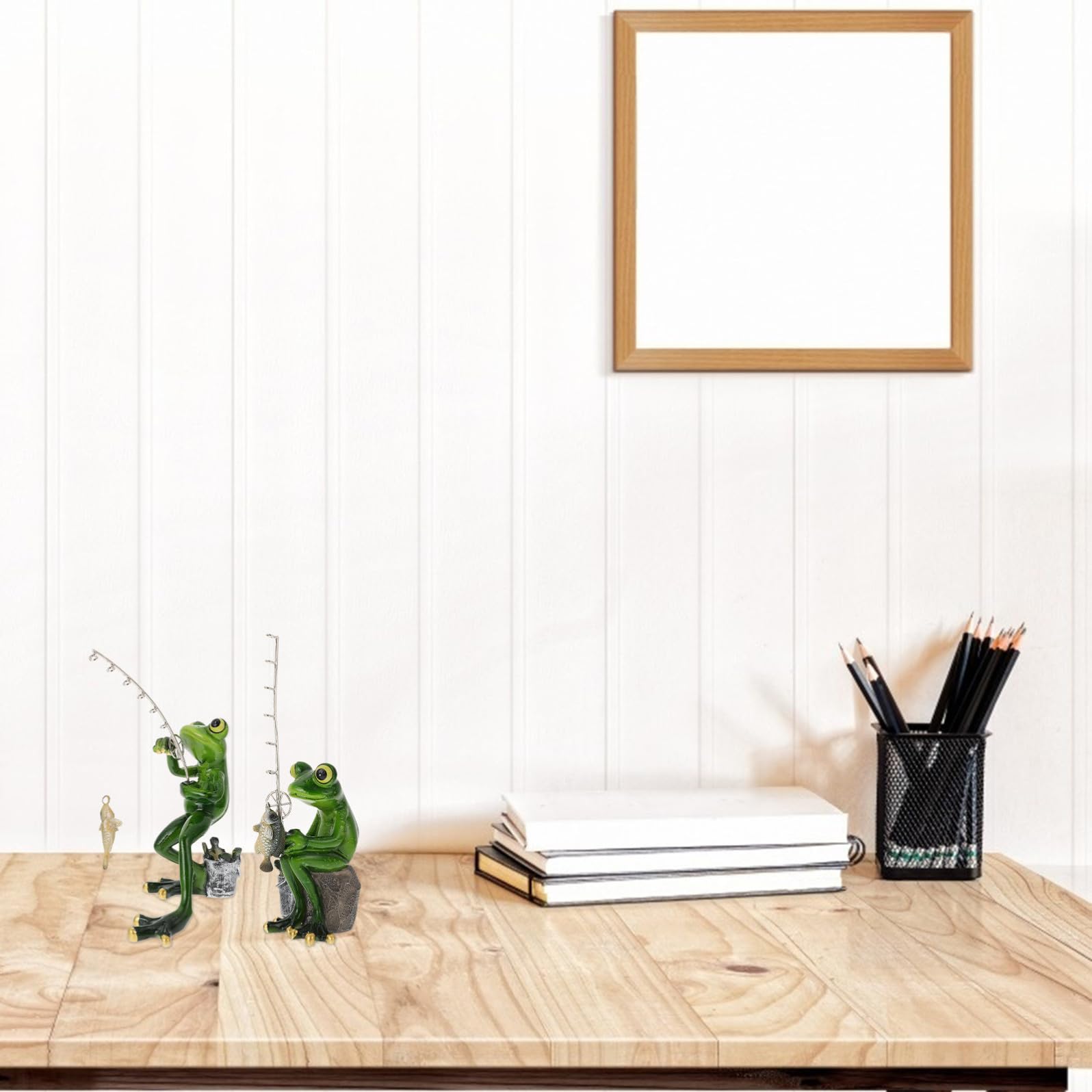 Set 2 Pezzi Decorazioni Anfibi in Resina Verde Leggere e Resistenti alle Intemperie per Decorazione Giardino e Ambienti